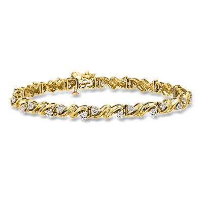 C. 1990 Vintage 2.00 ct. t.w. Diamond Curvy Link Bracelet in 14kt Yellow Gold