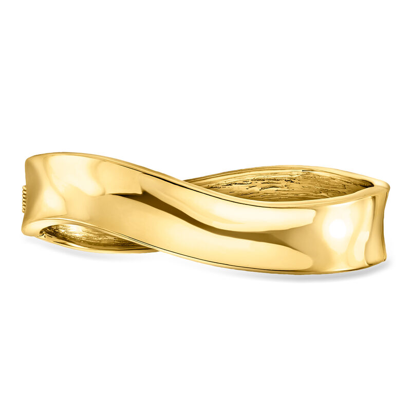 14kt Yellow Gold-Plated Wavy Bangle Bracelet. 7.5" image number 0