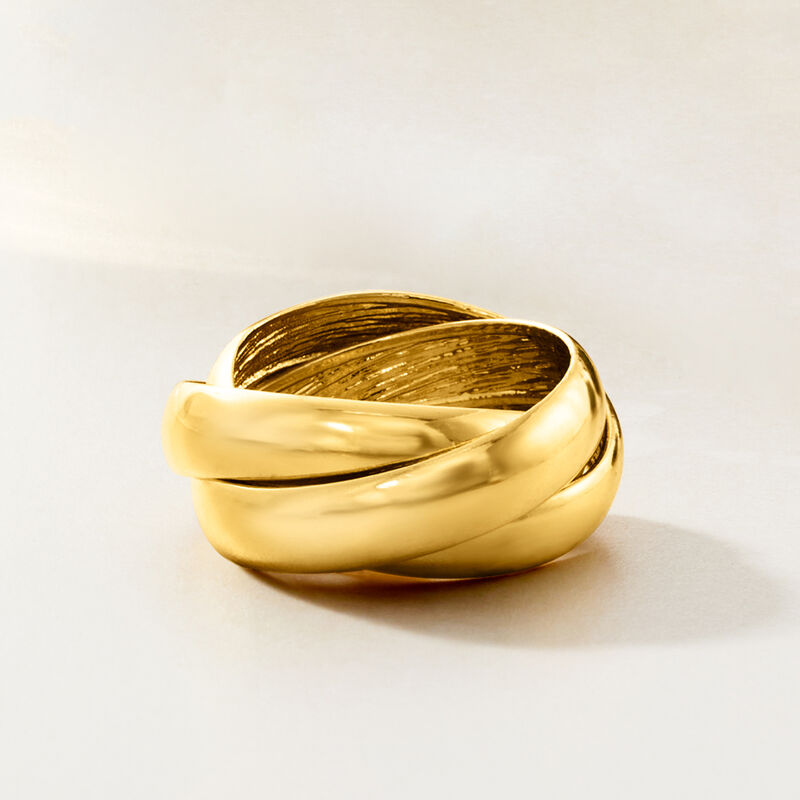 Italian 14kt Yellow Gold-Plated Rolling Ring image number 4