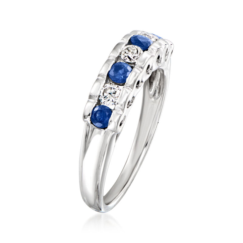 C. 1990 Vintage .40 ct. t.w. Sapphire and .25 ct. t.w. Diamond Ring in 14kt White Gold. Size 6.5 image number 2
