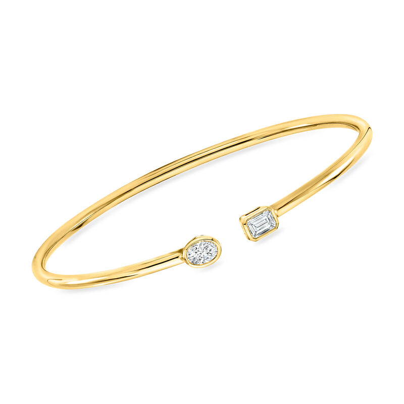 .75 ct. t.w. Lab-Grown Diamond Cuff Bracelet in 18kt Gold Over Sterling image number 0