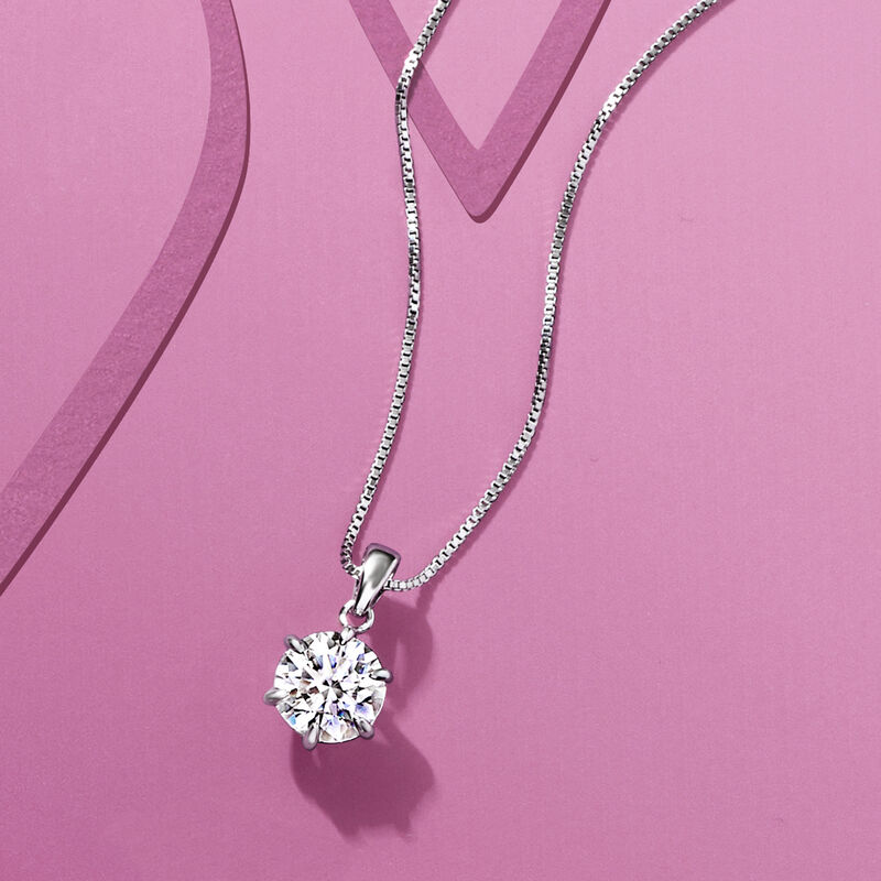 1.00 Carat Moissanite Solitaire Necklace in Sterling Silver image number 5
