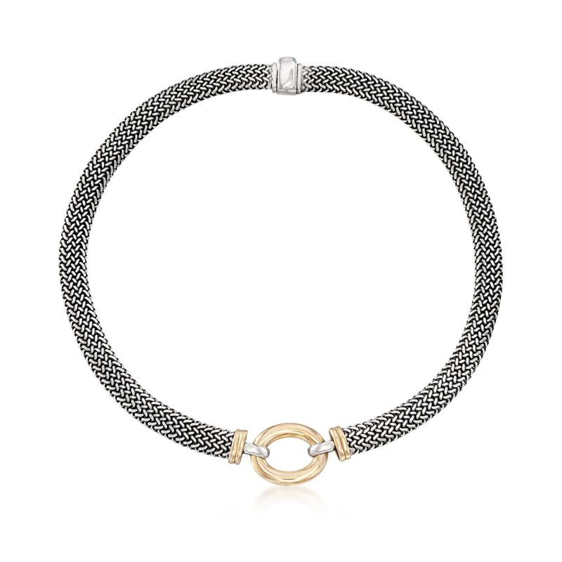 Italian 18kt Bonded Gold and Sterling Silver Mesh Necklace image number 0