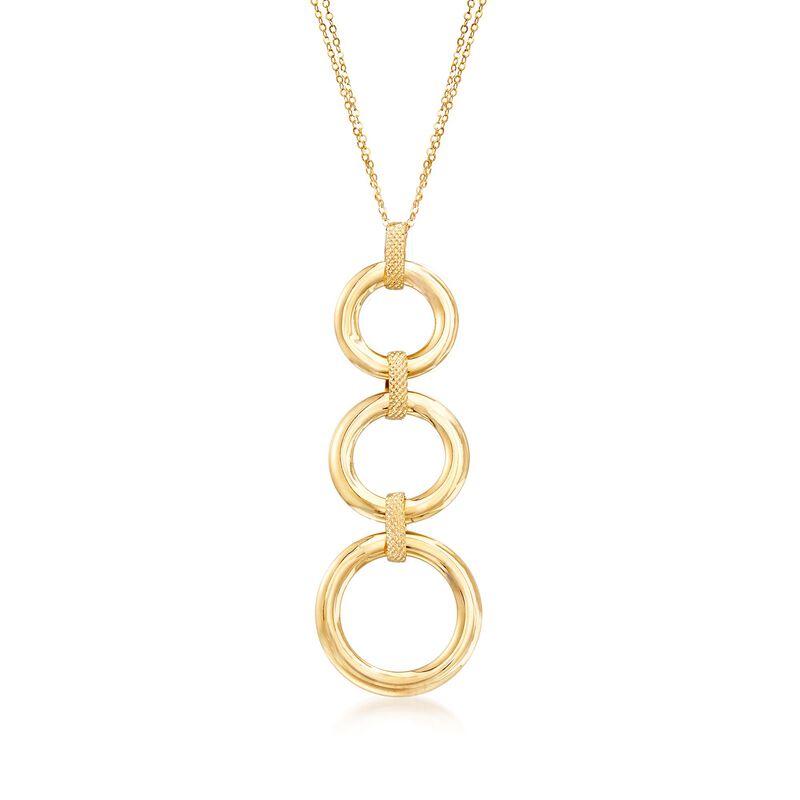 Italian 14kt Yellow Gold Triple Open Circle Pendant Necklace image number 0