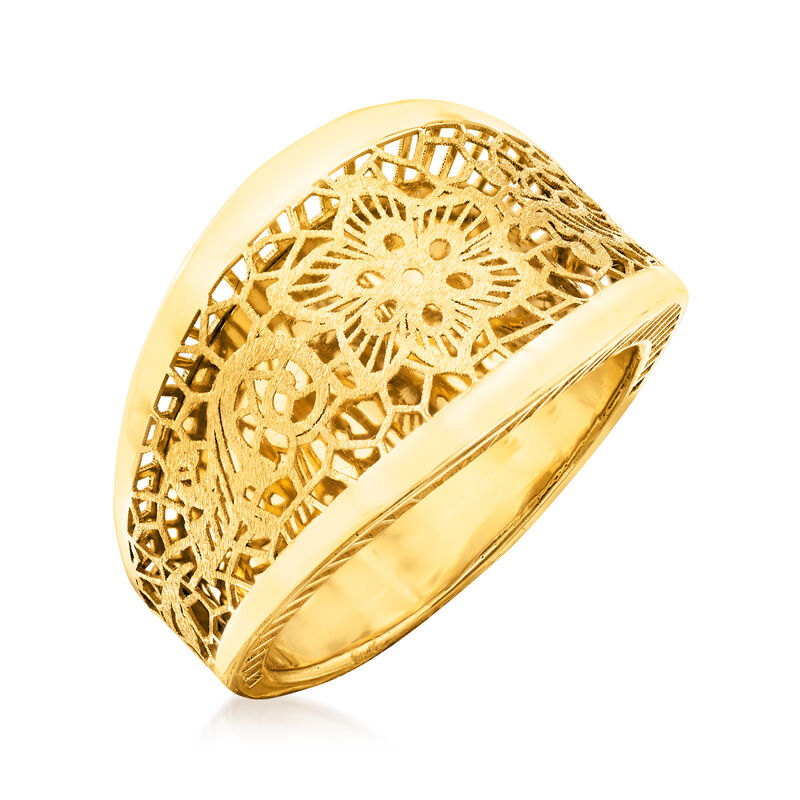 Italian 14kt Yellow Gold Filigree Floral Ring image number 2