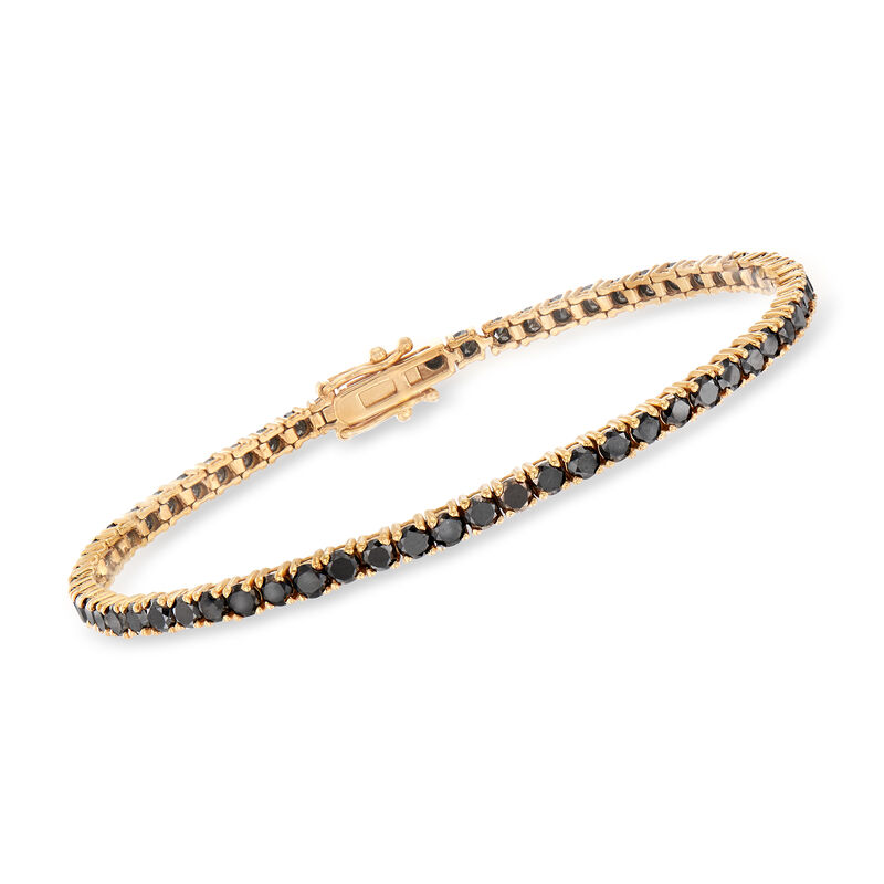 5.00 ct. t.w. Black Diamond Tennis Bracelet in 14kt Yellow Gold  image number 0