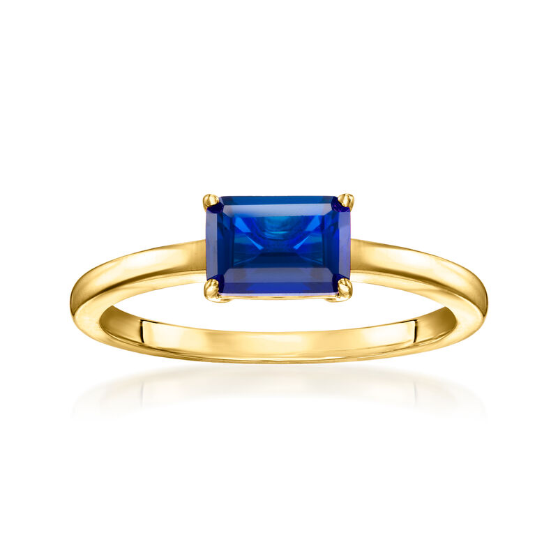 .90 Carat Emerald-Cut Lab-Grown Sapphire Ring in 18kt Gold Vermeil image number 0