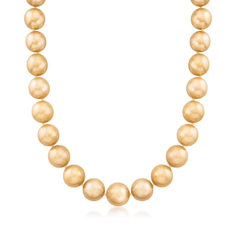 10-14mm Golden Cultured South Sea Pearl Necklace with 14kt Yellow Gold image number 0