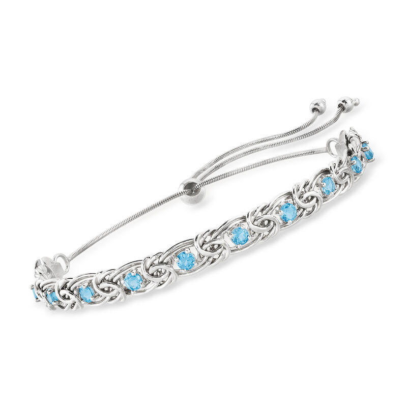 1.90 ct. t.w. Sky Blue Topaz Byzantine Bolo Bracelet in Sterling Silver image number 0