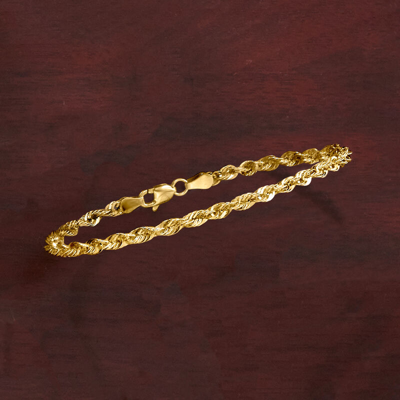 3.2mm 14kt Yellow Gold Rope-Chain Bracelet. 7&quot; image number 3