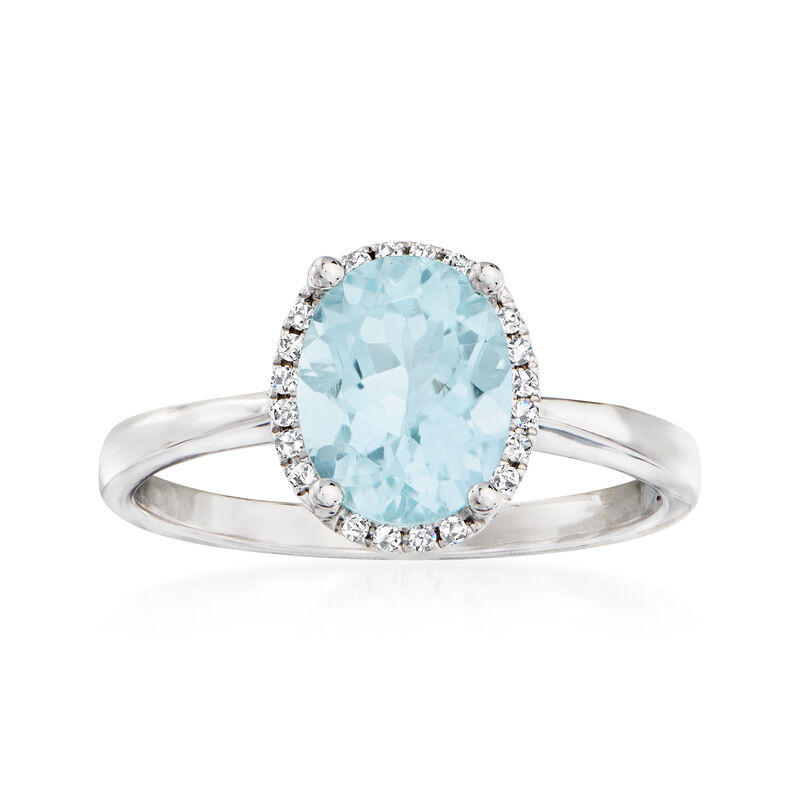 1.45 Carat Aquamarine Ring with Diamonds in 14kt White Gold image number 2