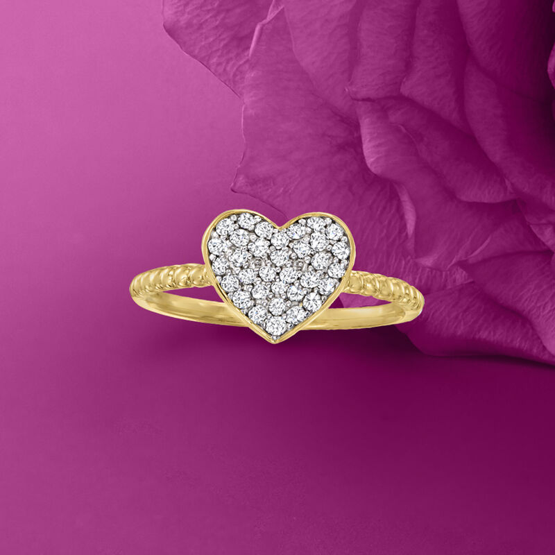 .24 ct. t.w. Diamond Heart Cluster Ring in 14kt Yellow Gold. Size 9 image number 3