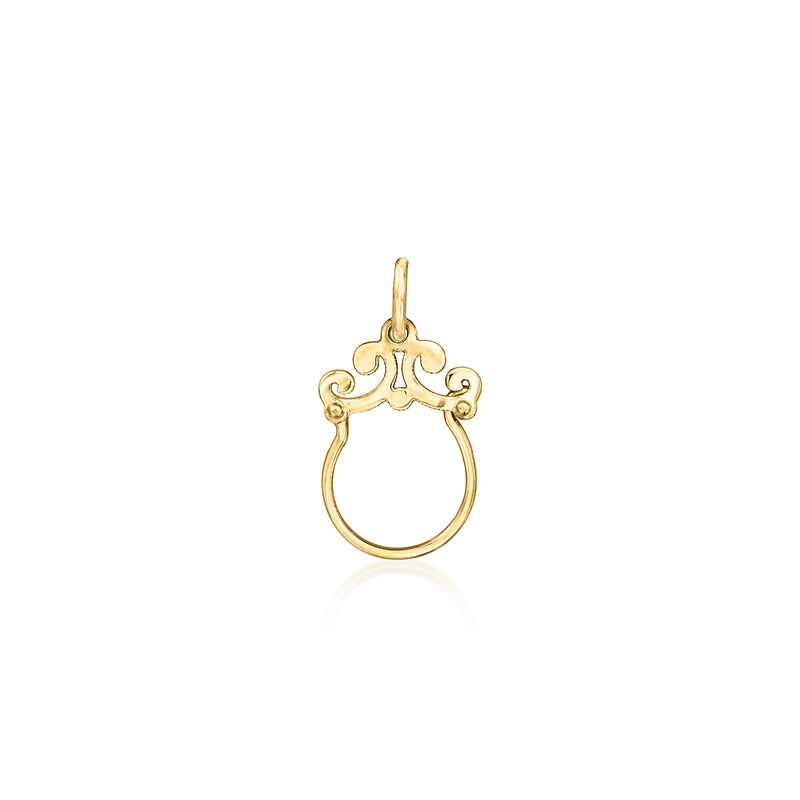Italian 14kt Yellow Gold Scrolled Charm Holder Pendant  image number 1