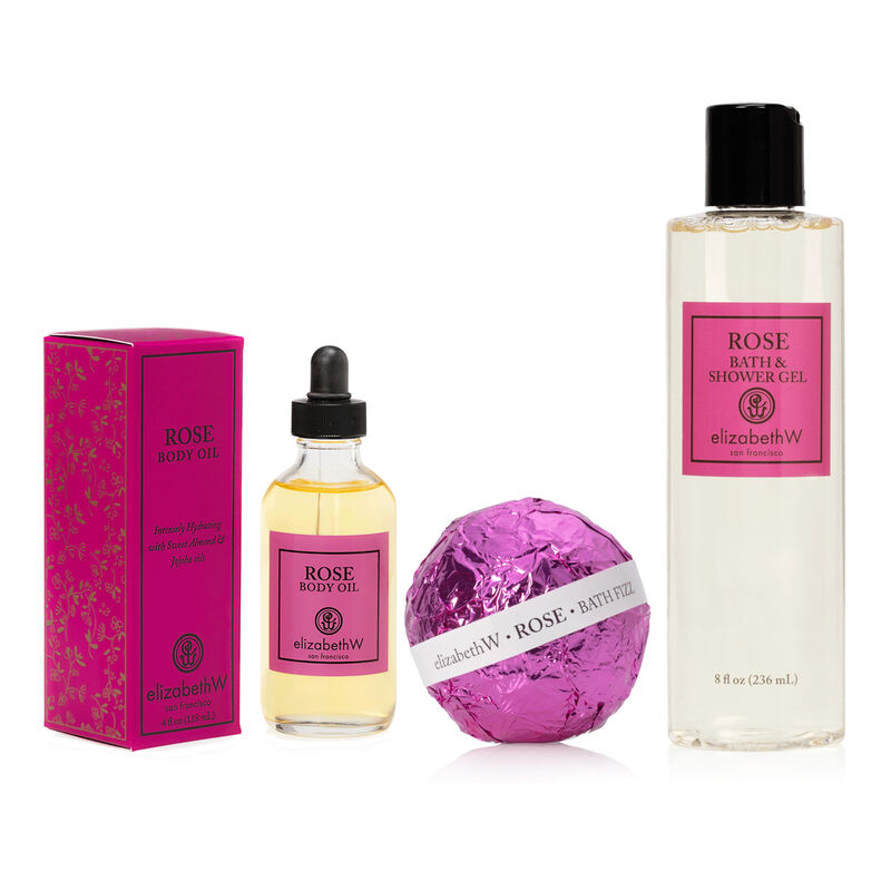 Rose Fizz Bath Balls, Shower Gel and Body Oil Set image number 0