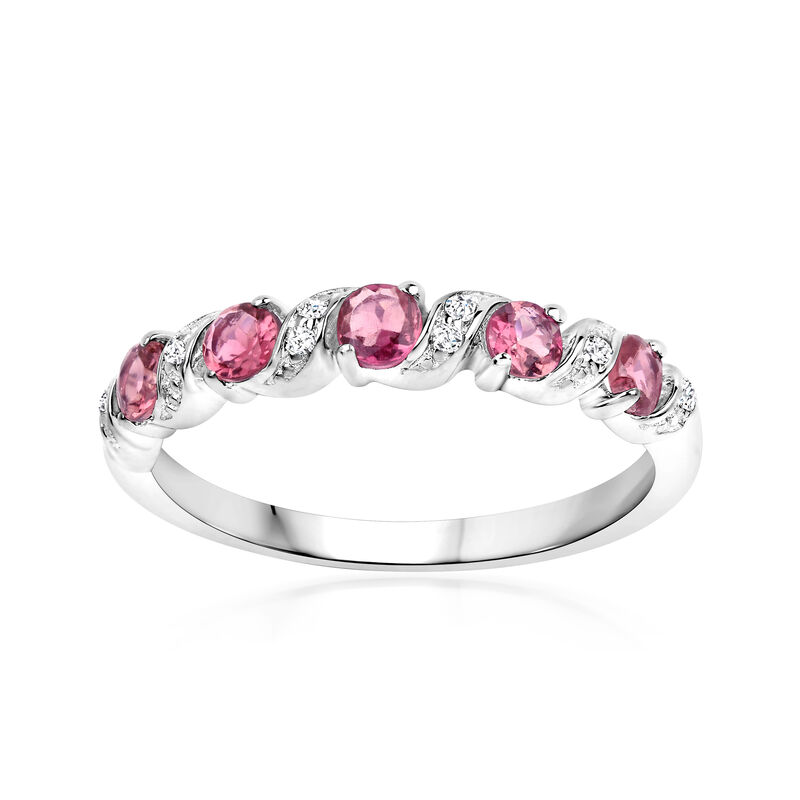 .50 ct. t.w. Pink Tourmaline Swirl Ring with White Topaz Accents in Sterling Silver. Size 7 image number 0