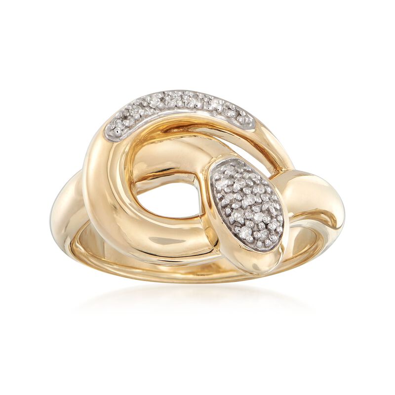 14kt Yellow Gold Snake Ring with Diamond Accents image number 0