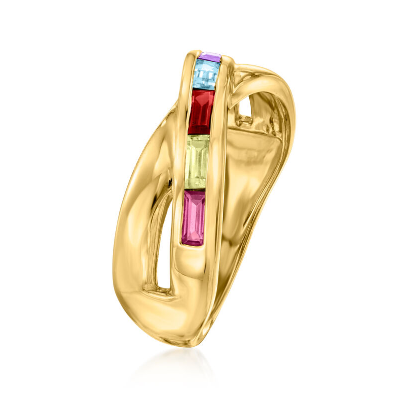 .60 ct. t.w. Multi-Gemstone Crisscross Ring in 18kt Gold Over Sterling image number 2