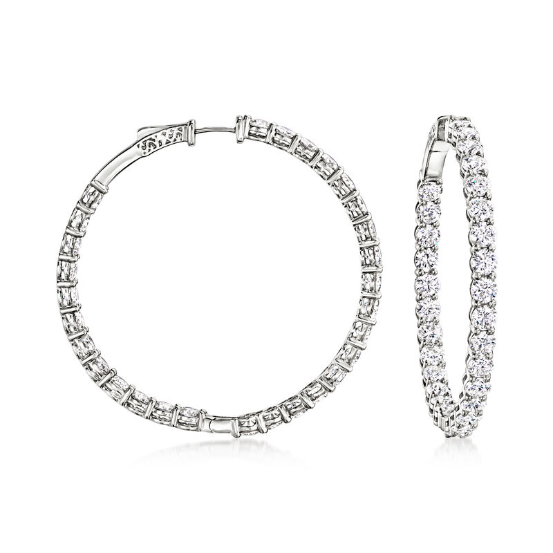 10.00 ct. t.w. Lab-Grown Diamond Inside-Outside Hoop Earrings in 14kt White Gold. 1 3/4" image number 0