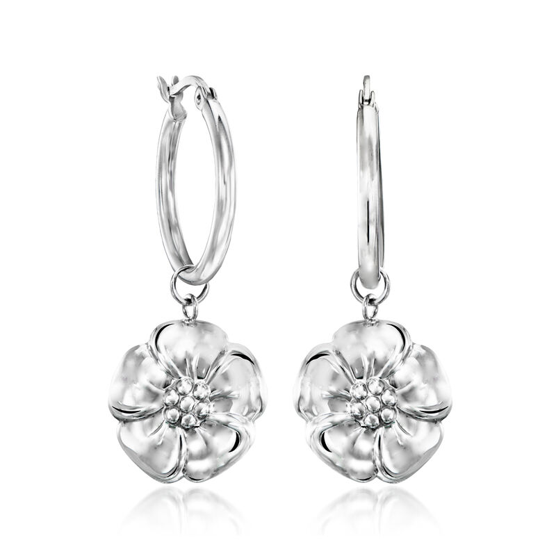 Sterling Silver Jewelry Set: Hoop Earrings with Three Pairs of Charms  image number 7