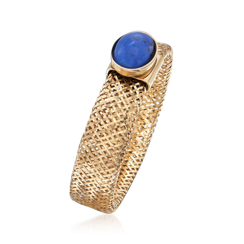 Italian Lapis Mesh Ring in 14kt Yellow Gold image number 2