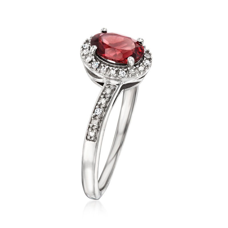 1.00 Carat Garnet Ring with Diamonds in Sterling Silver image number 2