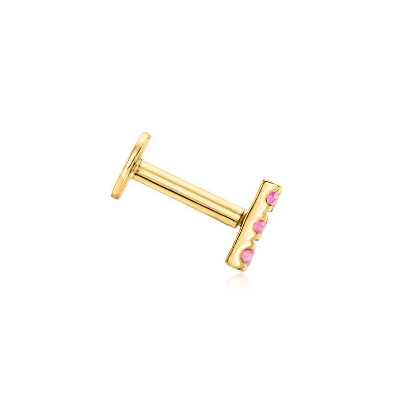 Pink Sapphire Bar Flat-Back Stud Earrings in 14kt Yellow Gold image number 2