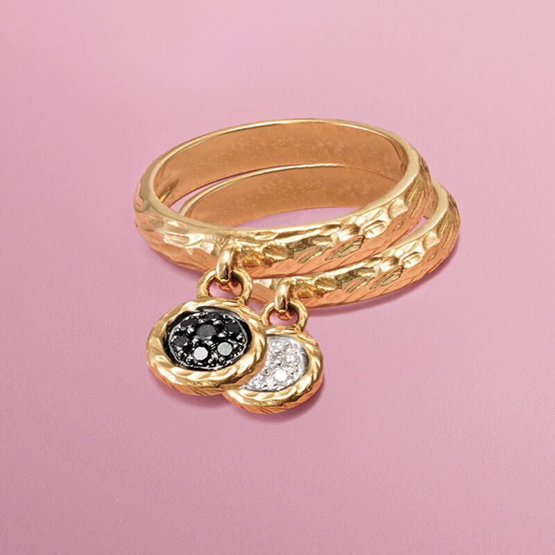 .20 ct. t.w. Black and White Diamond Circle Charm Ring in 14kt Yellow Gold image number 3