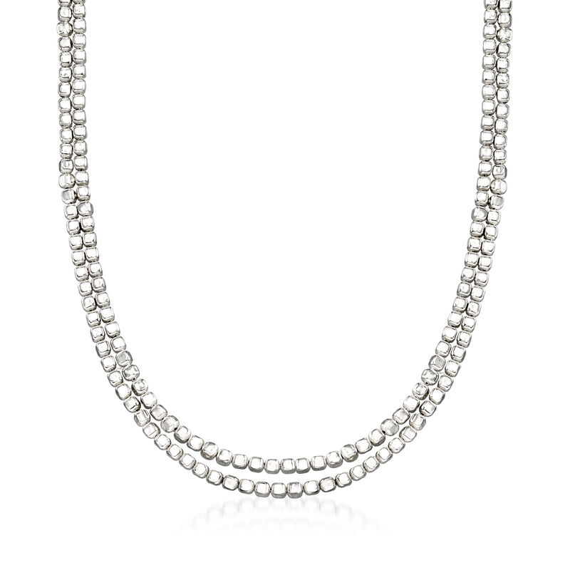 Zina Sterling Silver &quot;Ice Cube&quot; Double Chain Necklace. 17&quot; image number 1