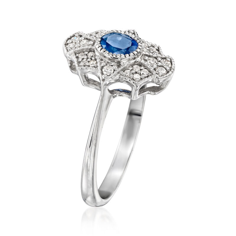 .50 Carat Sapphire Ring with .20 ct. t.w. Diamonds in Sterling Silver image number 1