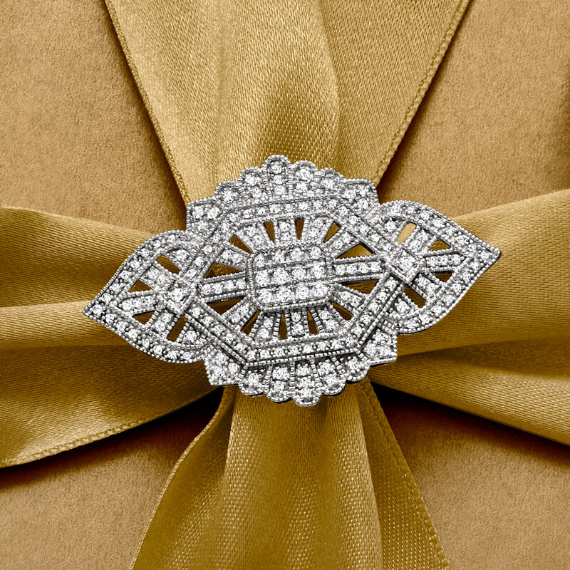 1.00 ct. t.w. Diamond Milgrain Vintage-Inspired Pin in Sterling Silver image number 2