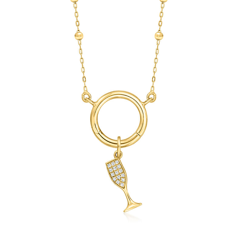 14kt Yellow Gold Champagne Flute Charm with Diamonds image number 2