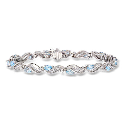C. 1990 Vintage 3.30 ct. t.w. Blue Spinel and 1.50 ct. t.w. Diamond Bracelet in 14kt White Gold