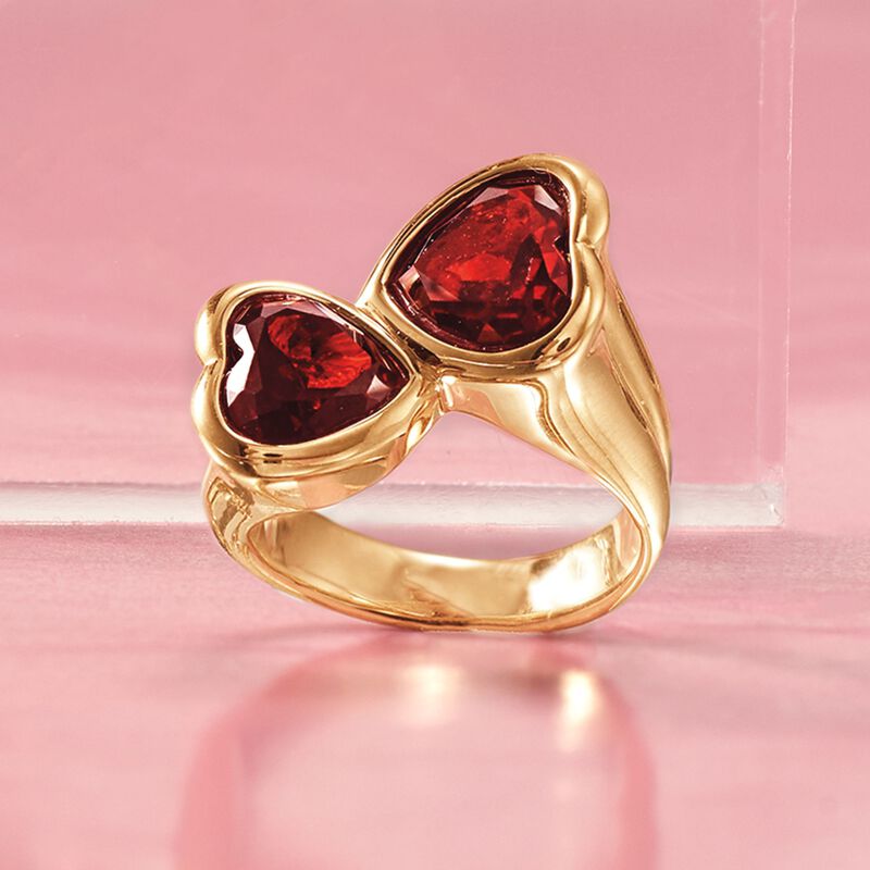 5.90 ct. t.w. Garnet Heart Bypass Ring in 14kt Yellow Gold image number 3