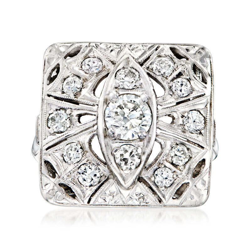 C. 1980 Vintage 1.25 ct. t.w. Diamond Square Ring in Platinum. Size 7 image number 0
