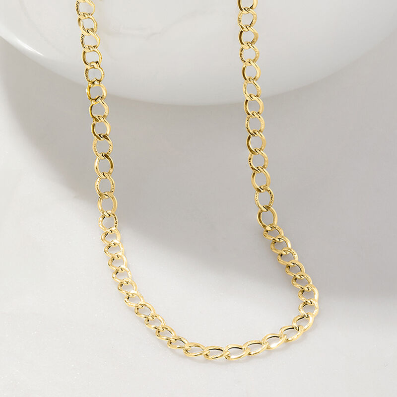 Italian 3mm 14kt Yellow Gold Curb-Link Necklace image number 2
