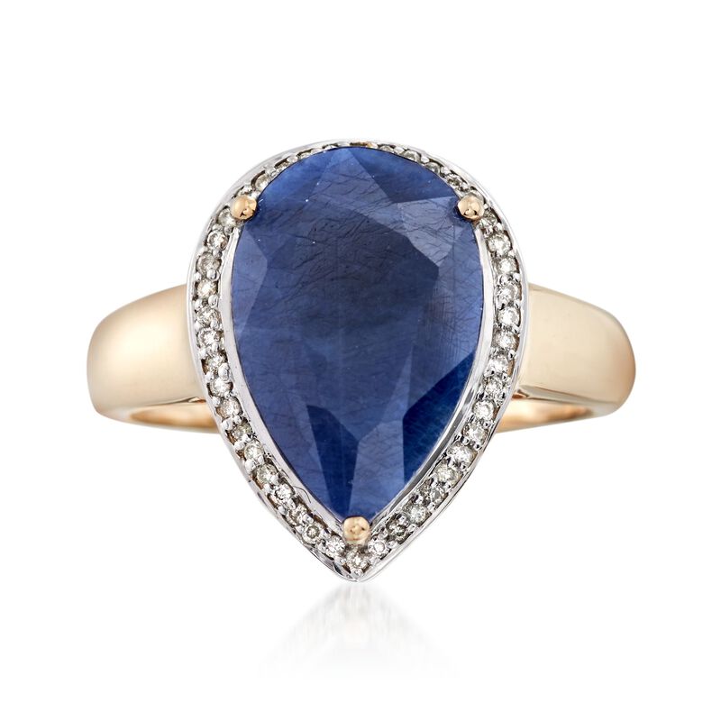 5.50 Carat Sapphire and .13 ct. t.w. Diamond Ring in 14kt Yellow Gold image number 0