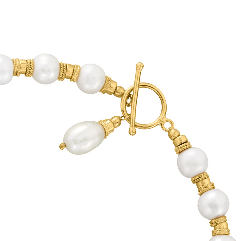 8.5-9mm Cultured Pearl Toggle Necklace in 18kt Gold Over Sterling image number 3