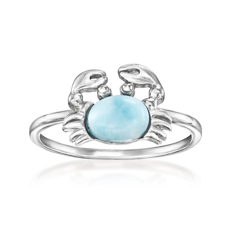 Larimar Crab Ring in Sterling Silver. Size 9 image number 0