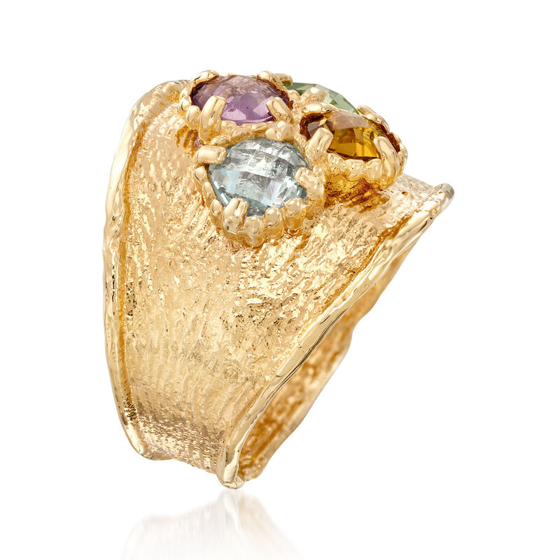 Italian 2.40 ct. t.w. Multi-Gemstone Ring in 14kt Yellow Gold image number 2
