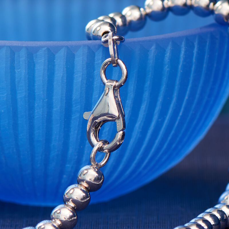 Italian 4-10mm Sterling Silver Bead Graduated Necklace image number 2