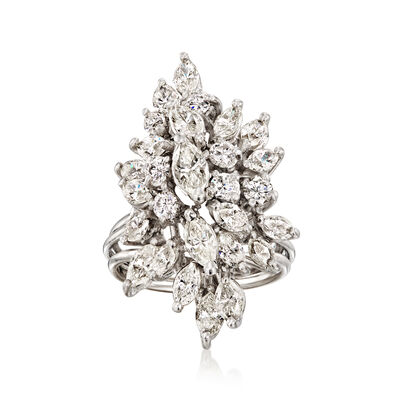 C. 2020 Vintage 3.25 ct. t.w. Diamond Cluster Ring in Platinum