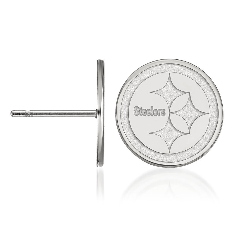 14kt White Gold NFL Pittsburgh Steelers Extra Small Stud Earrings image number 1
