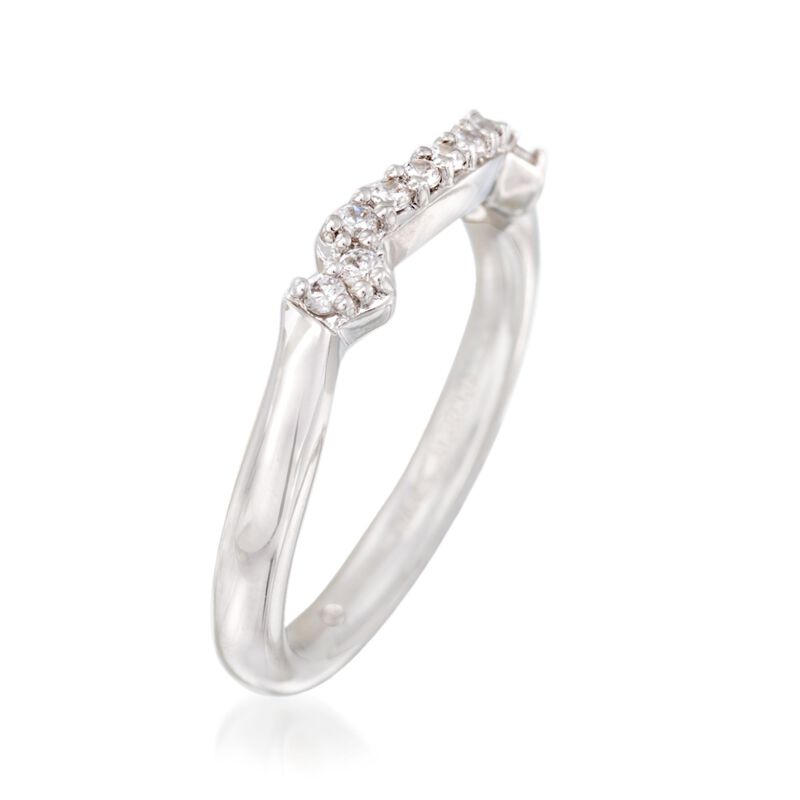 Gabriel Designs .18 ct. t.w. Diamond Curved Wedding Band in 14kt White Gold image number 1