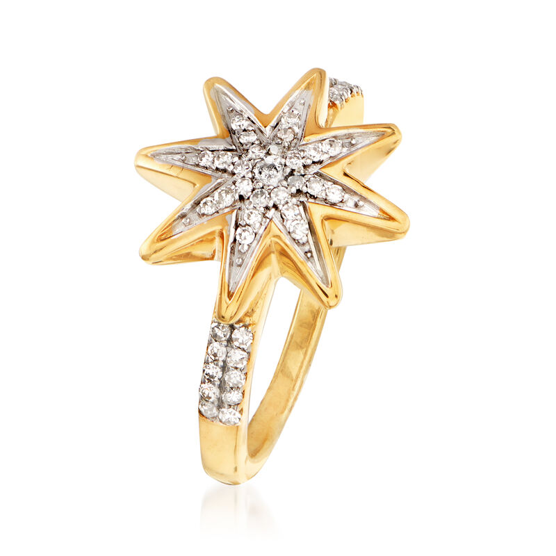.20 ct. t.w. Diamond Star Ring in 18kt Gold Over Sterling image number 2