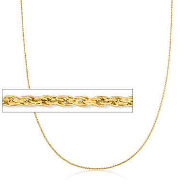 1mm 10kt Yellow Gold Adjustable Rope-Chain Necklace