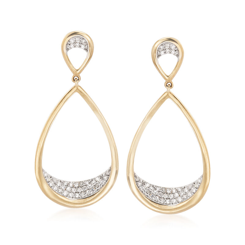 .26 ct. t.w. Pave Diamond Teardrop Earrings in 14kt Yellow Gold image number 0