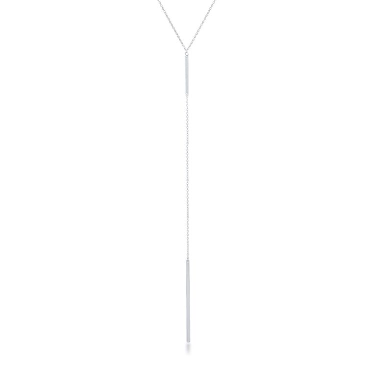 Sterling Silver Linear Bar Drop Y-Necklace. 17.75&quot; image number 0