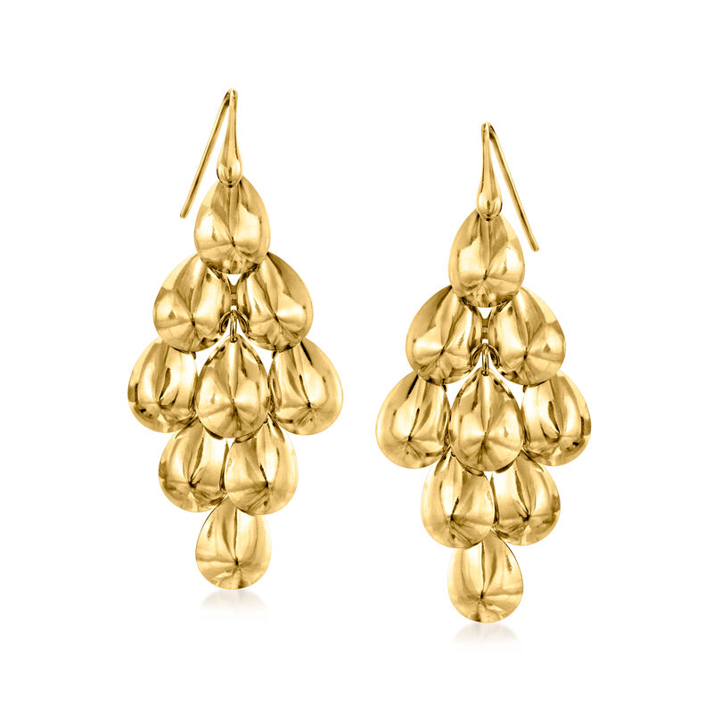 Italian 18kt Gold Over Sterling Teardrop Chandelier Earrings image number 0