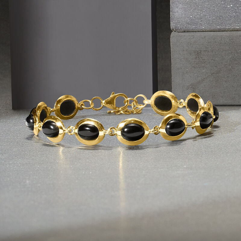 Black Onyx Bracelet in 18kt Gold Over Sterling image number 2