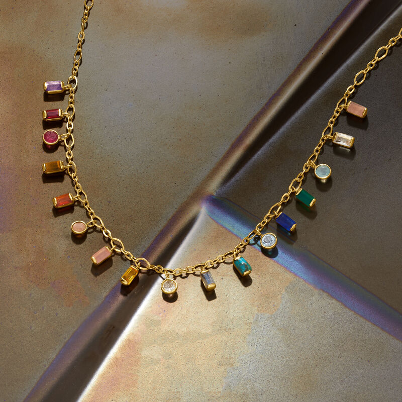 1.90 ct. t.w. Multi-Gemstone Drop Necklace in 18kt Gold Over Sterling. 18&quot; image number 2